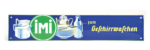 Imi zum Geschirrwaschen, Emailschild
